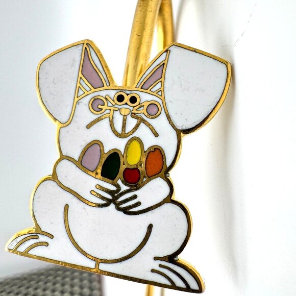 Cloisonné Set Of 2 Enamel Bookmarks Rabbit Easter Gold-Toned Metal Multicolor - Picture 5 of 7